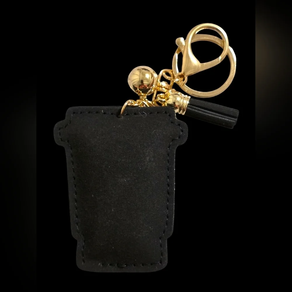 Black and Silver Coffee Cup Bag Charm Keychain